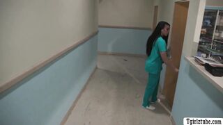 TS nurse Kasey Kei barebacked by her horny patient